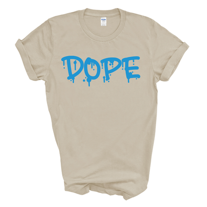 DOPE Graphic Tee (Black Shirt/Columbia Blue Print)