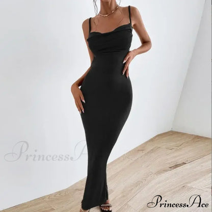 Draped Sleeveless Spaghetti Strap Summer Midi Dress