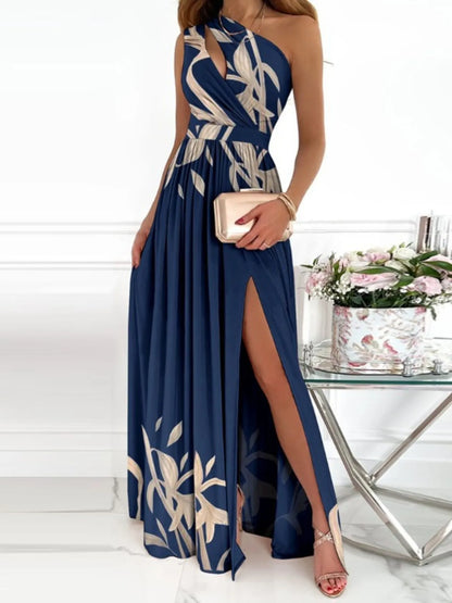 Hazel Blues® |  Split Single Shoulder Printed Maxi Dress