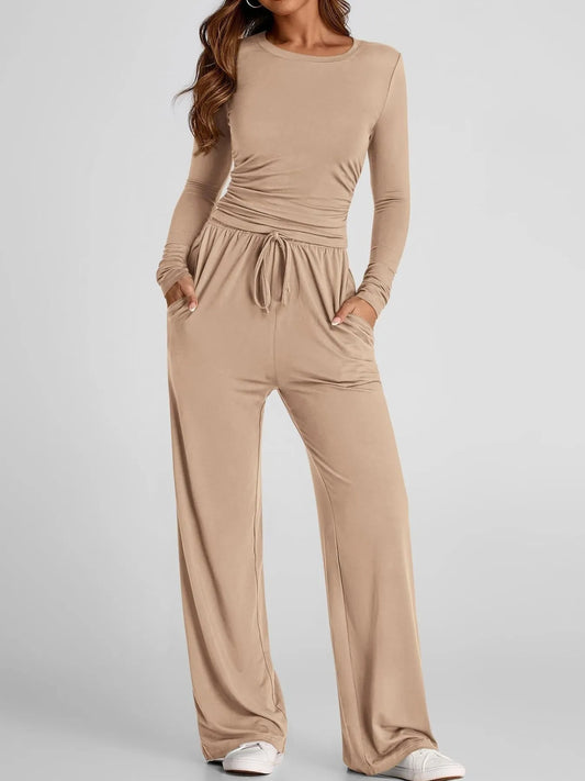 Hazel Blues® |  Round Neck Long Sleeve Top and Pants Set