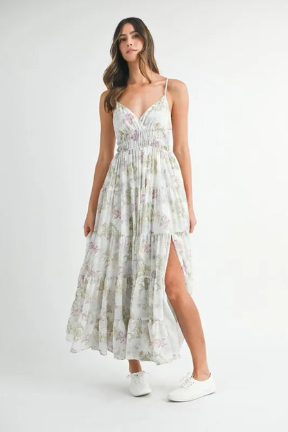 Hazel Blues® |  MABLE Floral Print Tiered Cami Maxi Dress