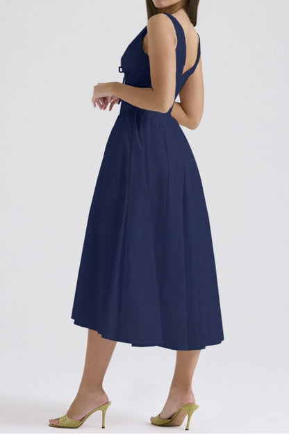 Hazel Blues® |  Ruched V-Neck Sleeveless Dress with Pockets