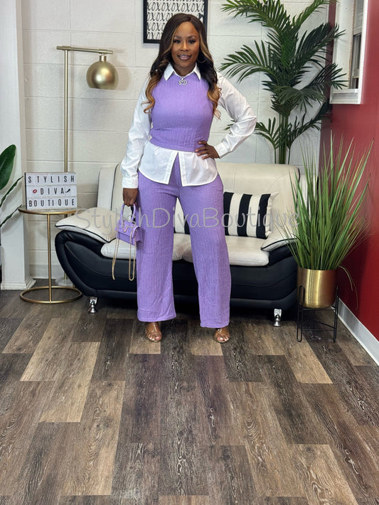 Easy Living Cropped Set (Lavender)