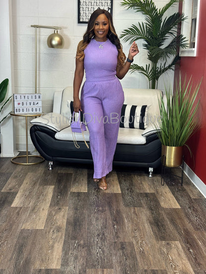Easy Living Cropped Set (Lavender)