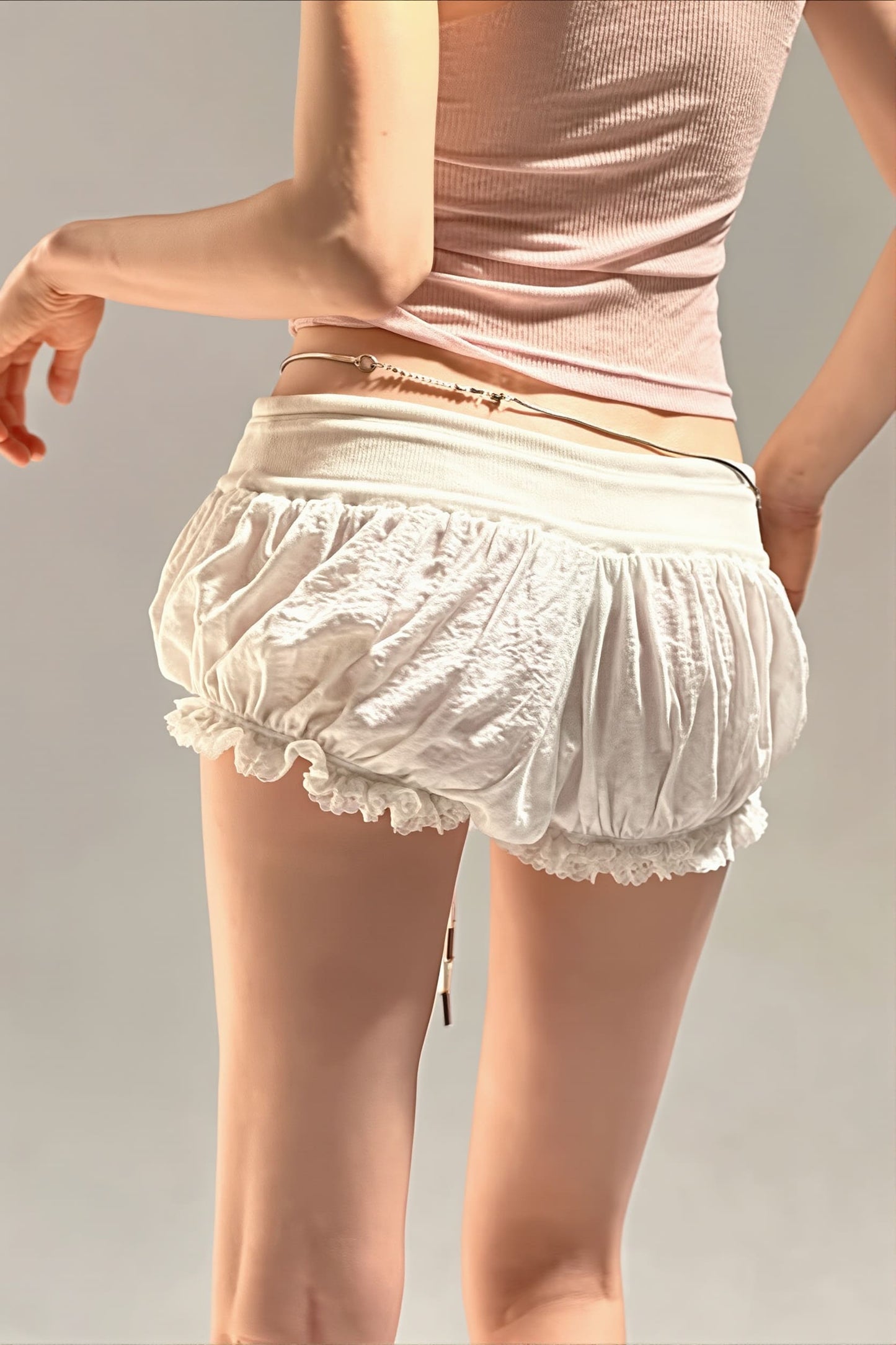 Low Waist Tie Plaid Print Tulip Shorts
