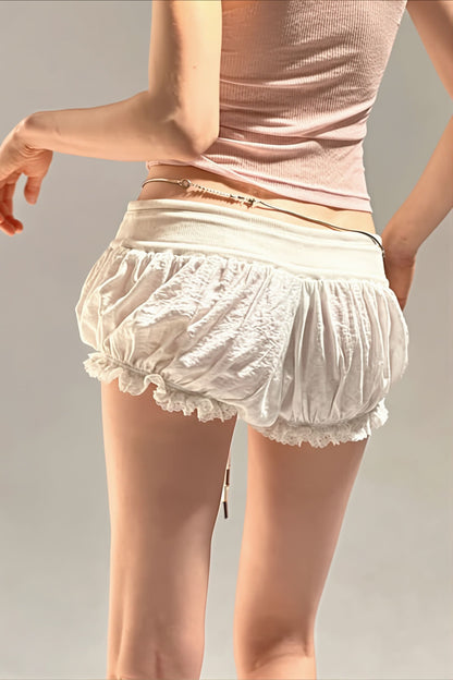 Low Waist Tie Plaid Print Tulip Shorts