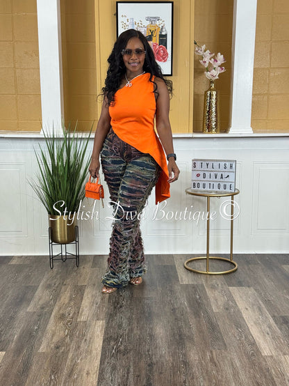 Elise One Shoulder Top (Orange)