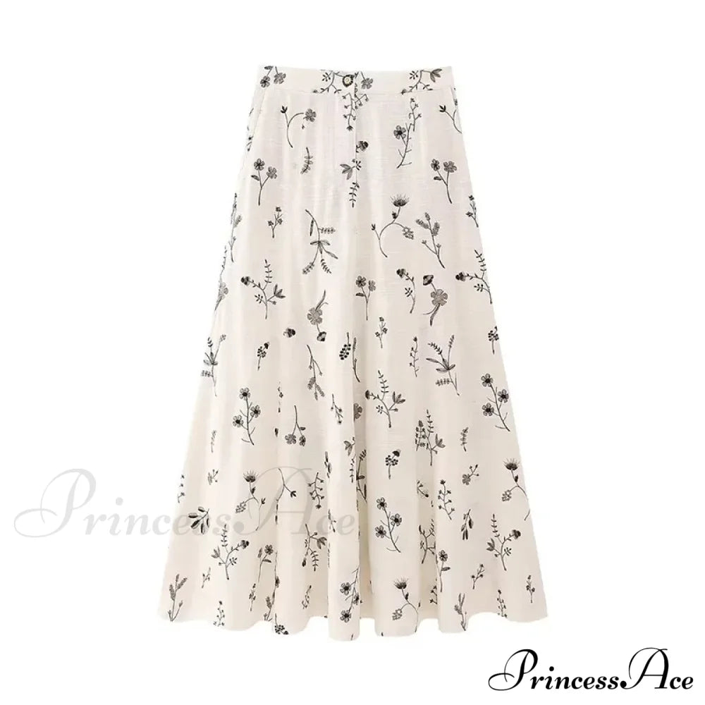Embroidery Strap Maxi Dress
