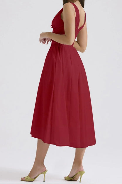 Hazel Blues® |  Ruched V-Neck Sleeveless Dress with Pockets