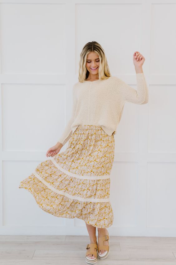 Hazel Blues® |  Cover Me In Floral Midi Skirt