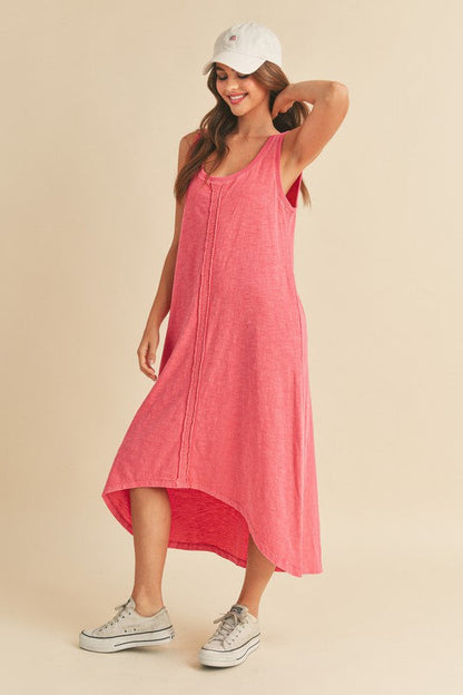 Hazel Blues® |  Aemi + Co High-Low Hem Scoop Neck Midi Tank Dress