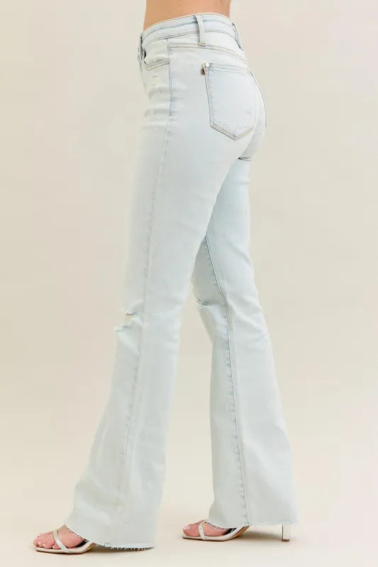 Hazel Blues® | Judy Blue Destroy & Fray Hem Bootcut Jeans