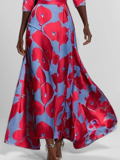 Hazel Blues® |  Floral Print Half Sleeve Maxi Dress