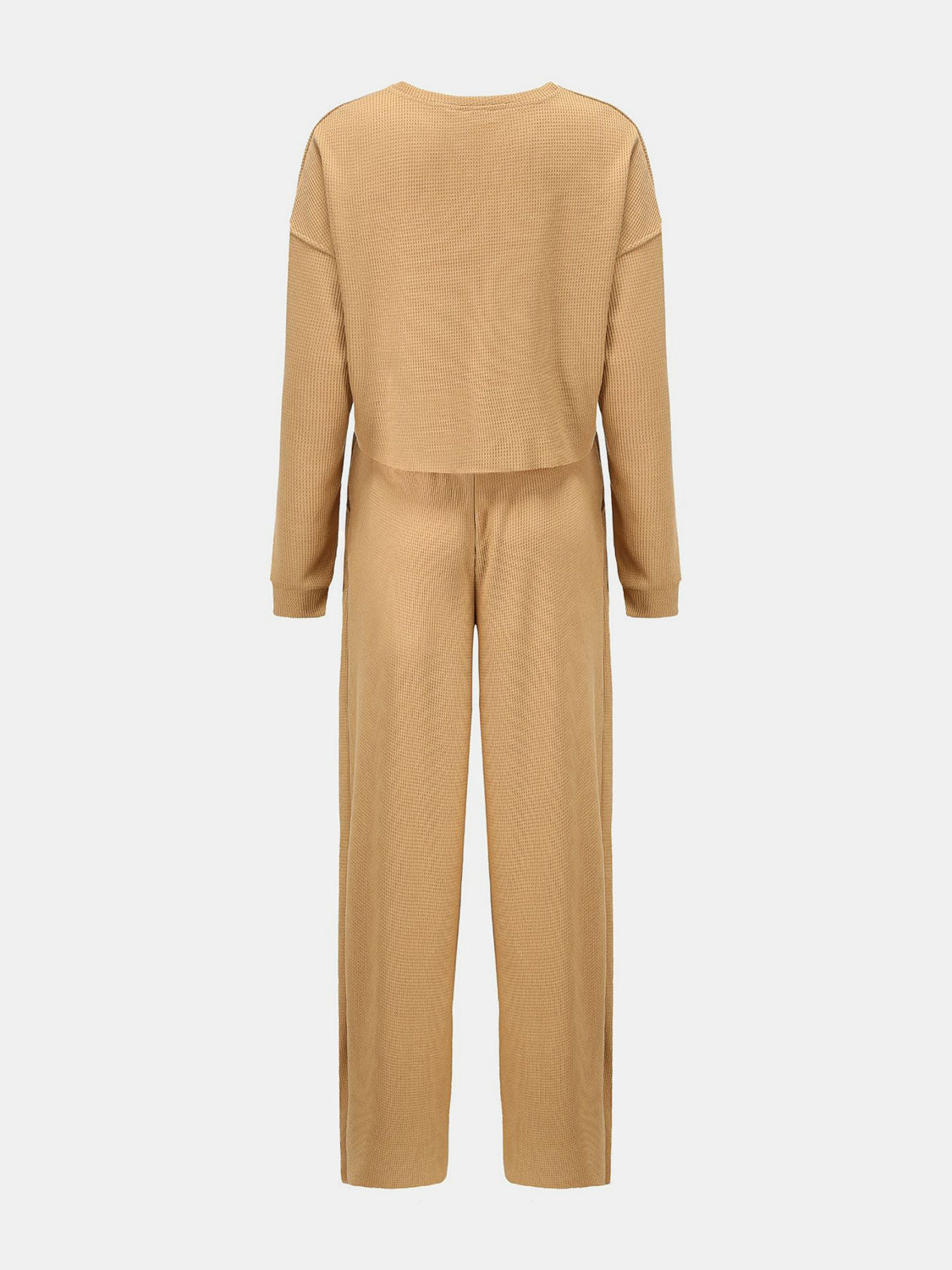 Hazel Blues® |  Waffle-Knit Round Neck Top and Pants Set