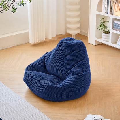 GRANA - Pouf en velours côtelé bleu