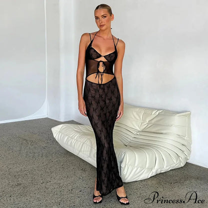 Halter Sleeveless Backless Split Maxi Dress