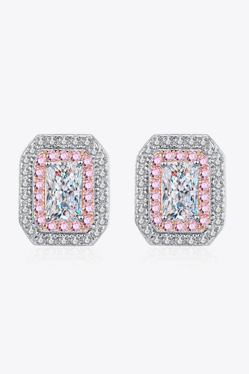 Hazel Blues® | 1 Carat Moissanite and Zircon Contrast Geometric Stud Earrings