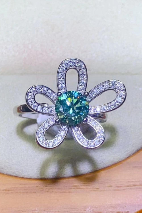 Hazel Blues® | 1 Carat Moissanite Flower Shape Open Ring