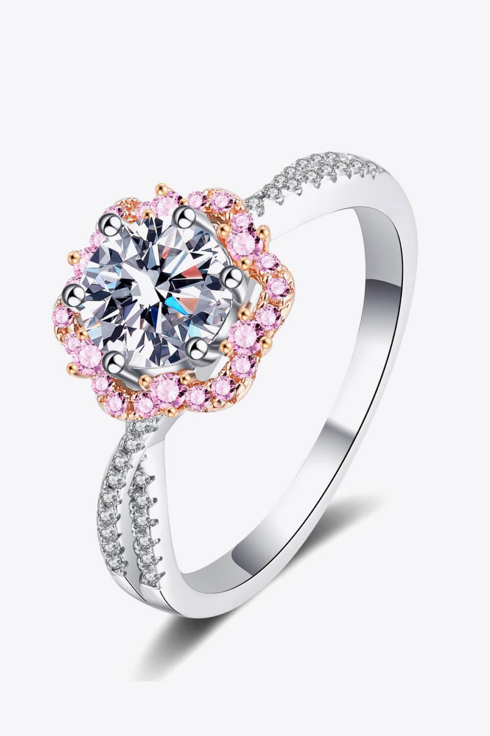 Hazel Blues® | 1 Carat Moissanite Flower-Shaped Crisscross Ring