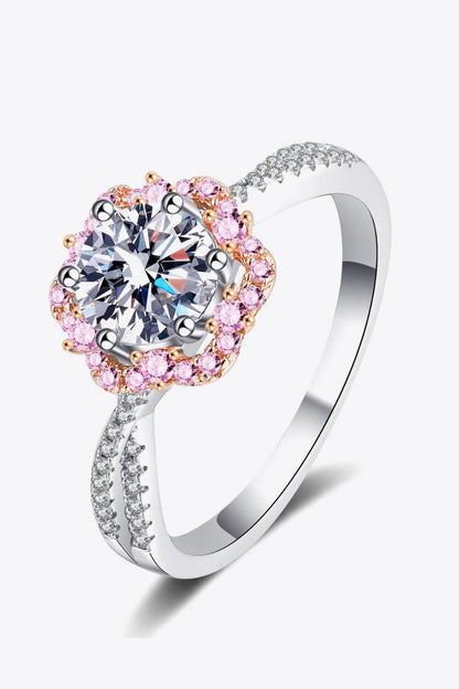 Hazel Blues® | 1 Carat Moissanite Flower-Shaped Crisscross Ring