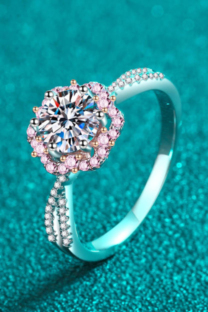 Hazel Blues® | 1 Carat Moissanite Flower-Shaped Crisscross Ring