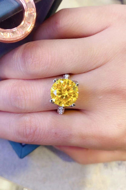 Hazel Blues® | 5 Carat Moissanite 925 Sterling Silver Ring in Banana Yellow