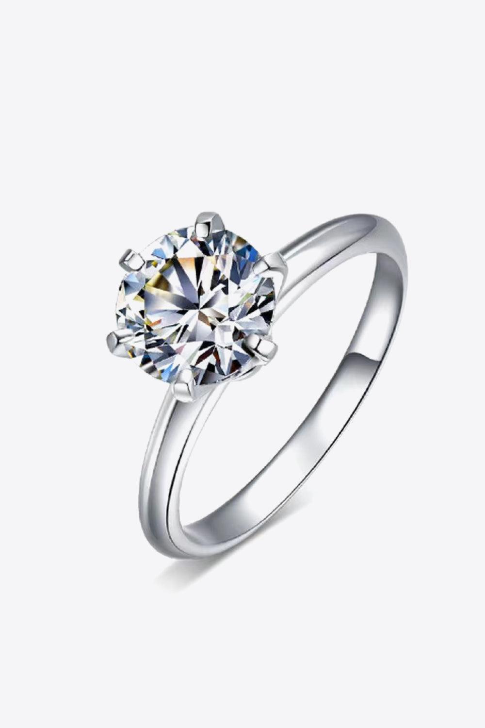 Hazel Blues® | 925 Sterling Silver 3 Carat Moissanite 6-Prong Ring