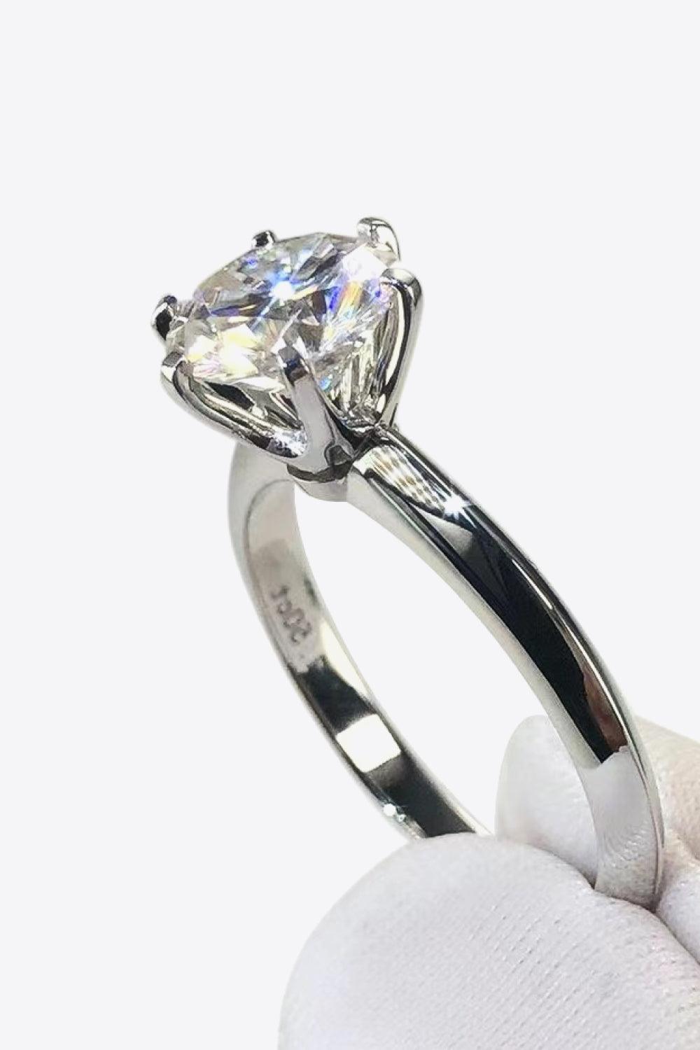 Hazel Blues® | 925 Sterling Silver 3 Carat Moissanite 6-Prong Ring