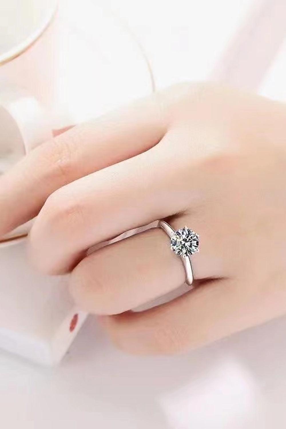Hazel Blues® | 925 Sterling Silver 3 Carat Moissanite 6-Prong Ring