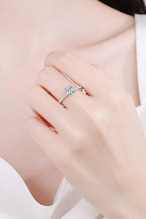 Hazel Blues® | 925 Sterling Silver Inlaid 1 Carat Moissanite Ring