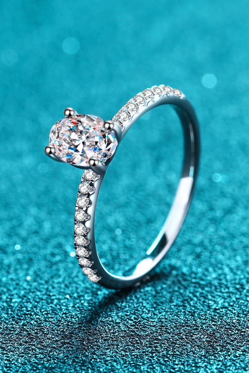 Hazel Blues® | 925 Sterling Silver Inlaid 1 Carat Moissanite Ring