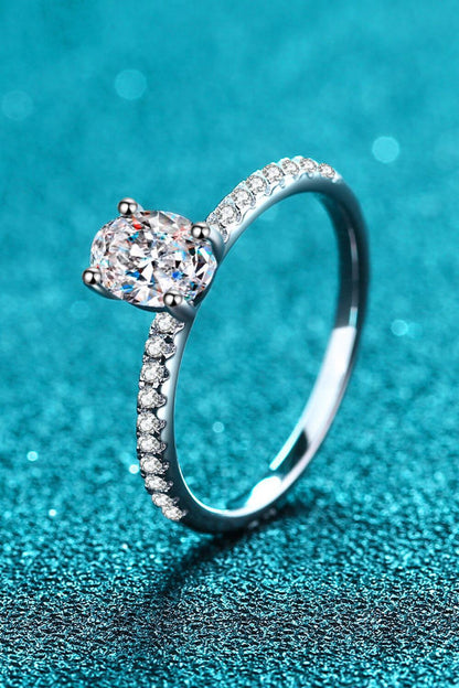 Hazel Blues® | 925 Sterling Silver Inlaid 1 Carat Moissanite Ring