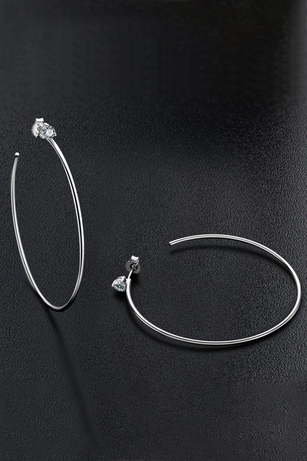 Hazel Blues® | 925 Sterling Silver Moissanite Hoop Earrings
