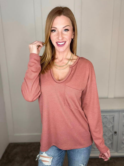 Hazel Blues® |  Behind The Scenes Waffle Knit Top