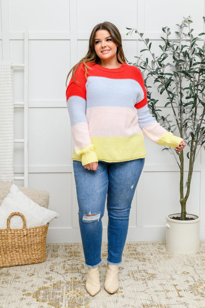 Hazel Blues® | Bright Striped Knit Sweater