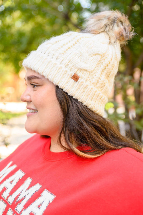 Hazel Blues® | Cable Knit Cuffed Beanie In Ivory