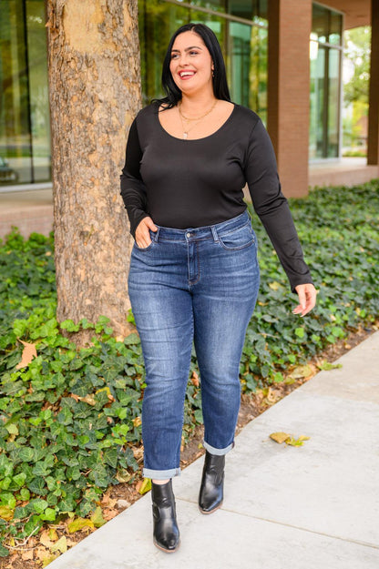 Hazel Blues® | Can You Believe It Basic Long Sleeve Top In Black