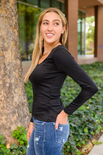 Hazel Blues® | Can You Believe It Basic Long Sleeve Top In Black