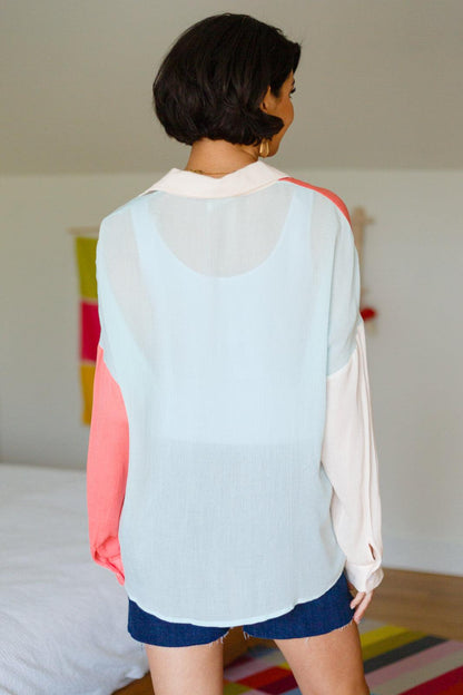 Hazel Blues® | Capture The Day Two Toned Button Up