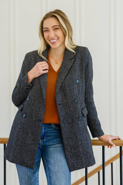 Hazel Blues® | Chic Upon Arrival Button Down Blazer Jacket In Black