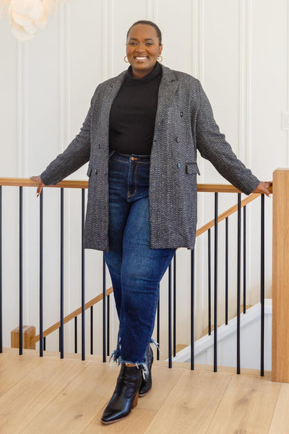 Hazel Blues® | Chic Upon Arrival Button Down Blazer Jacket In Black