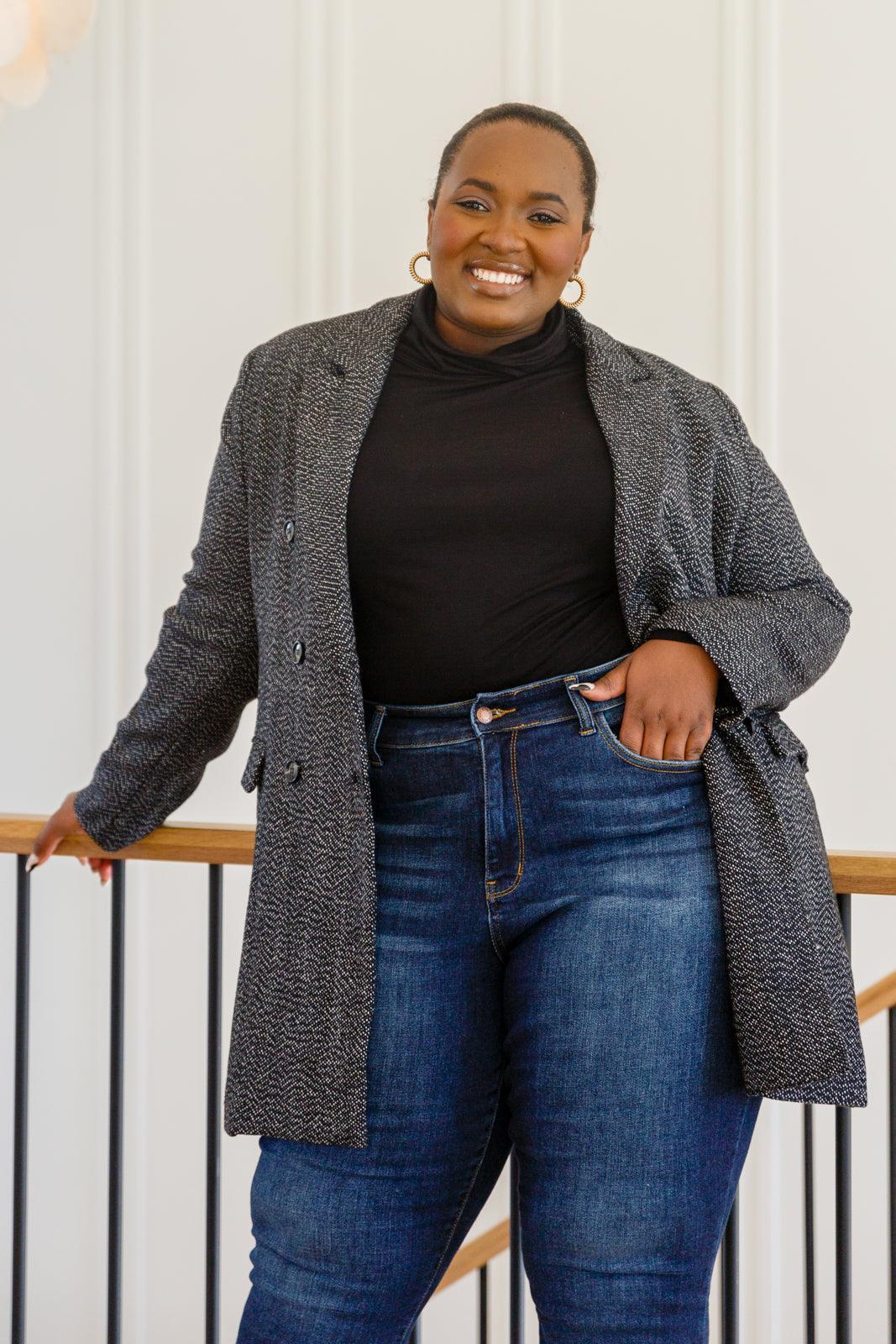 Hazel Blues® | Chic Upon Arrival Button Down Blazer Jacket In Black