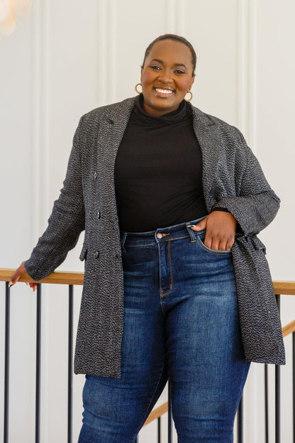 Hazel Blues® | Chic Upon Arrival Button Down Blazer Jacket In Black