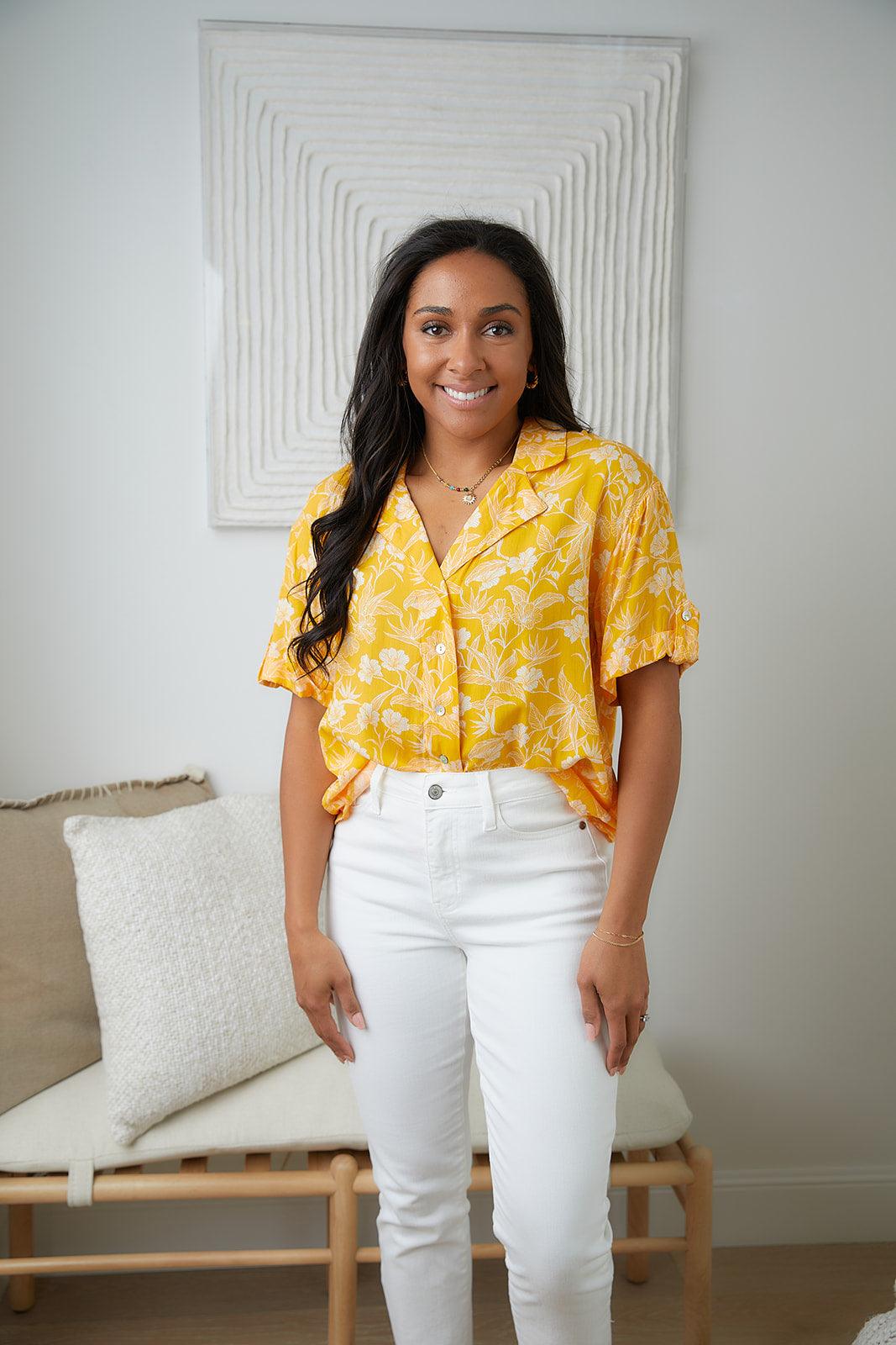 Hazel Blues® | Clementine Floral Button Up Blouse