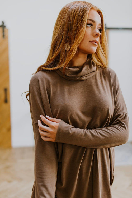 Hazel Blues® | Comfort First Cowl Neck Hi-Low Long Sleeve