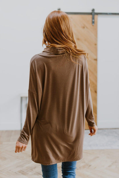 Hazel Blues® | Comfort First Cowl Neck Hi-Low Long Sleeve