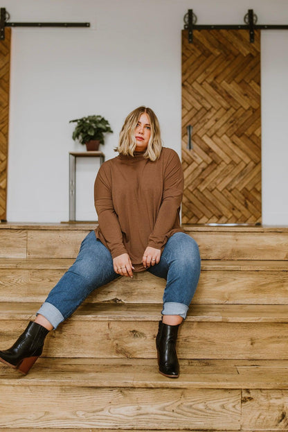 Hazel Blues® | Comfort First Cowl Neck Hi-Low Long Sleeve