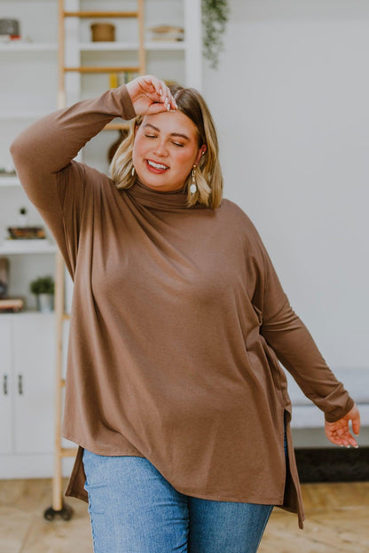 Hazel Blues® | Comfort First Cowl Neck Hi-Low Long Sleeve