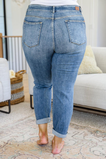 Hazel Blues® | Corey Hi Rise Bleach Splash Boyfriend Jeans