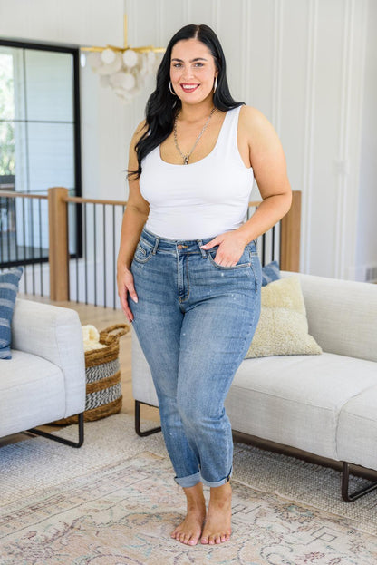 Hazel Blues® | Corey Hi Rise Bleach Splash Boyfriend Jeans